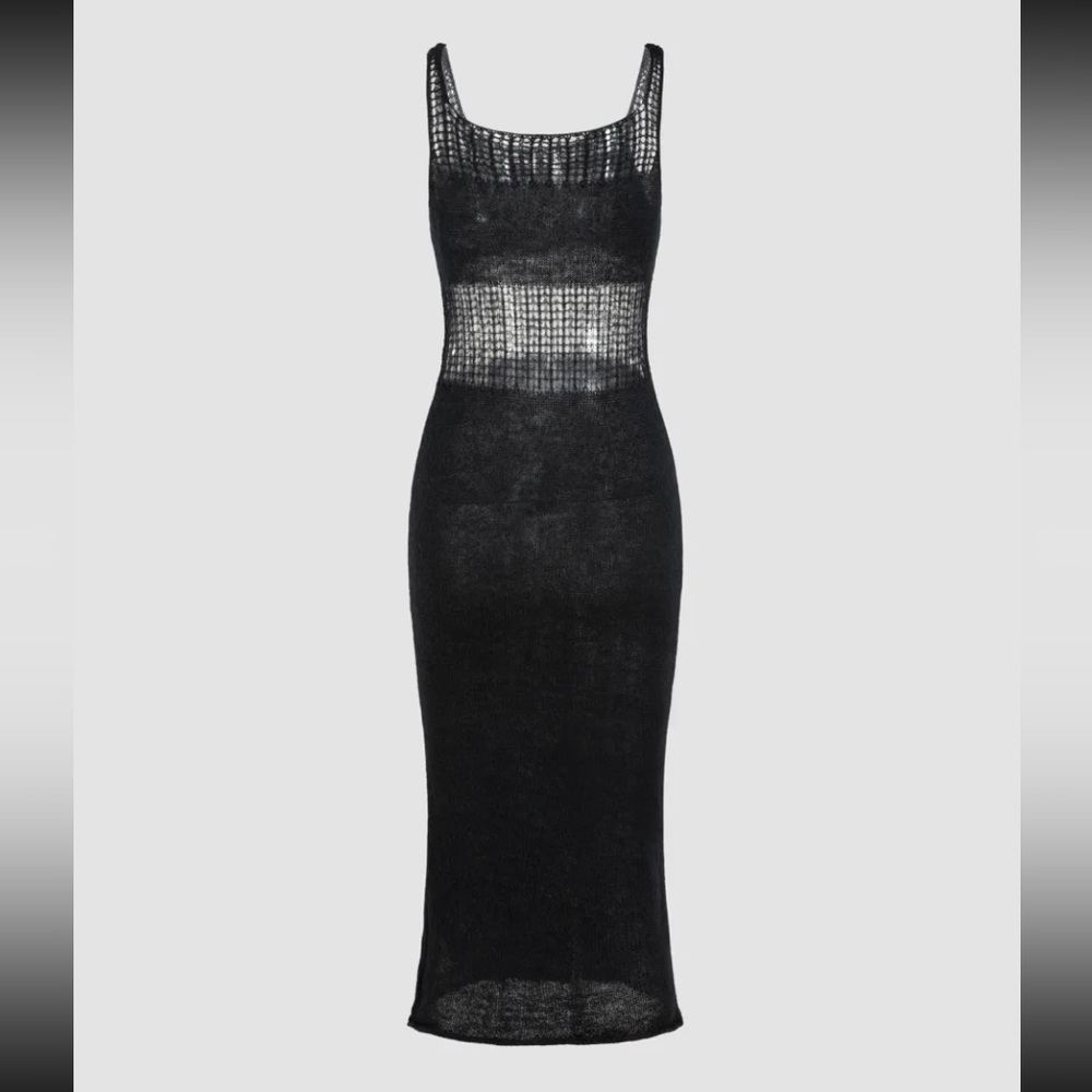 Knit Scoop Neckline Hollow Midi Dress - Picture 4 of 8